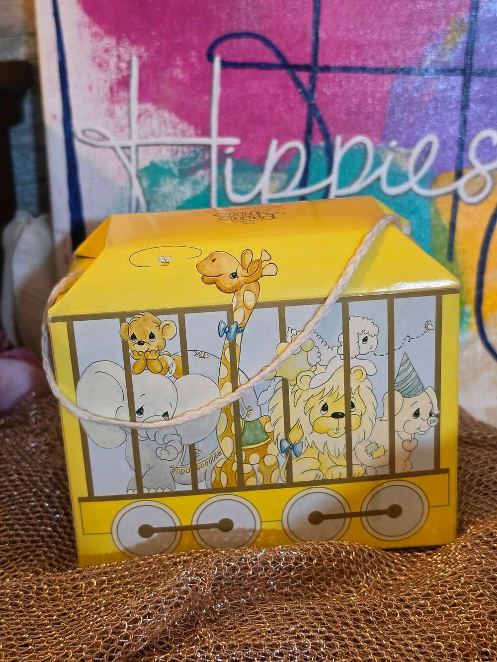 Precious Moments Yellow Safari Birthday Train #5  Gift Box